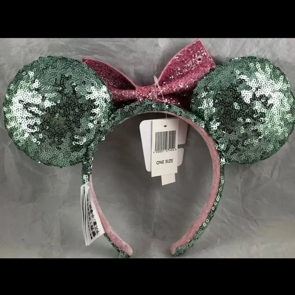 Disney Parks Sugar Rush Pink Bow Mint Green Teal Sequin Minnie Ears Headband NEW